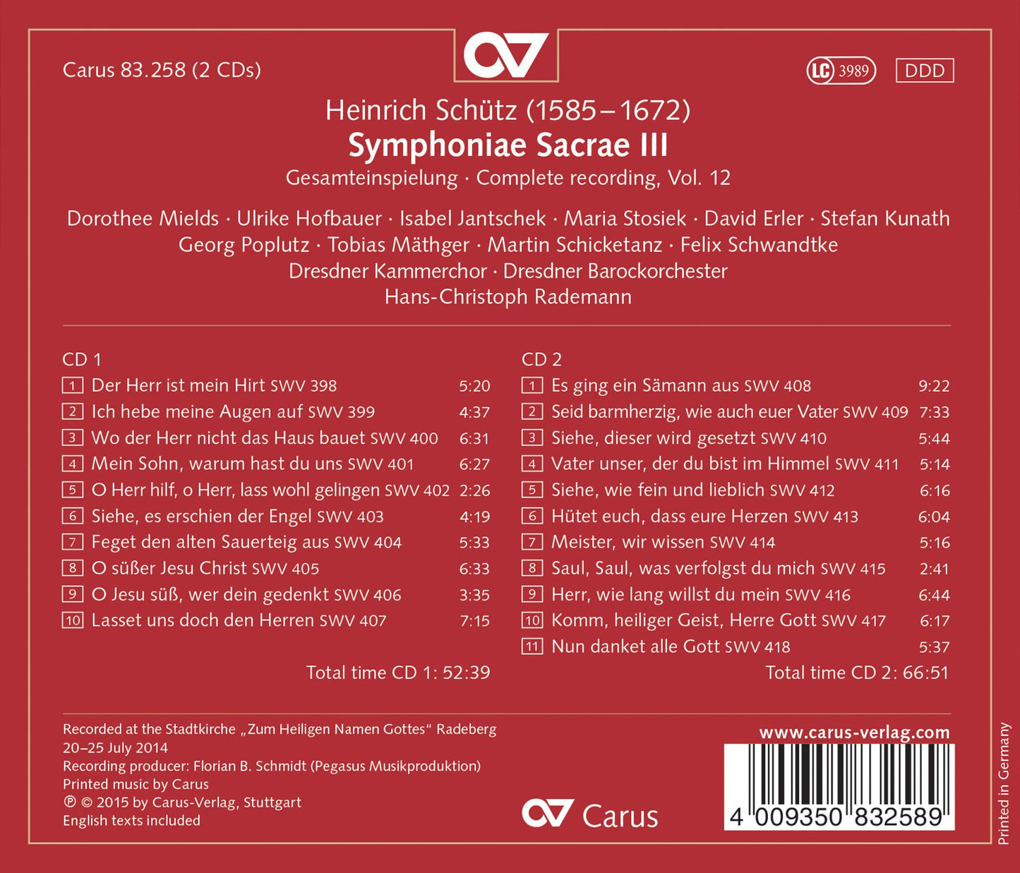 Schütz: Symphoniae sacrae III, Op. 12