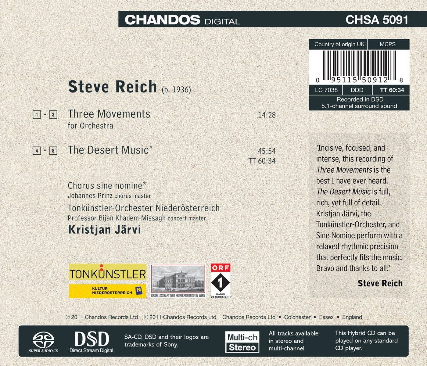 Reich: The Desert Music - Three Movements