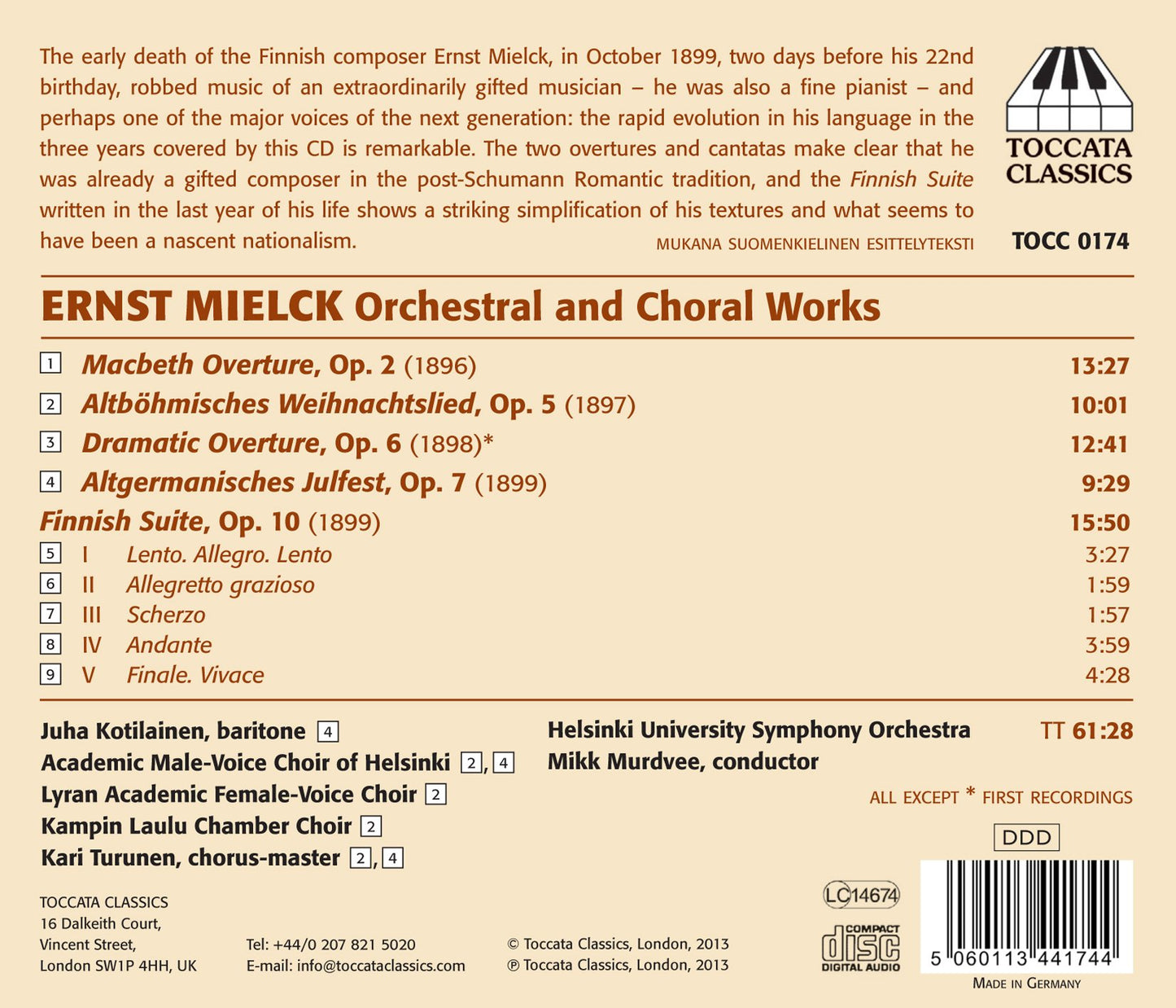 Mielck: Orchestral & Choral Works