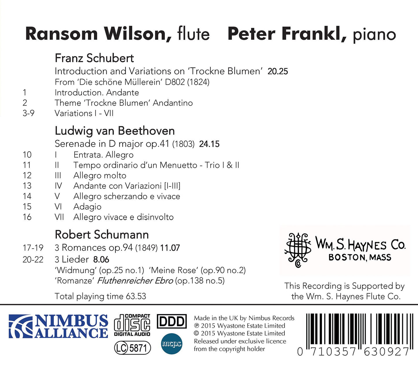 Schubert: Trockne Blume - Beethoven: Serenade - Schumann: 3