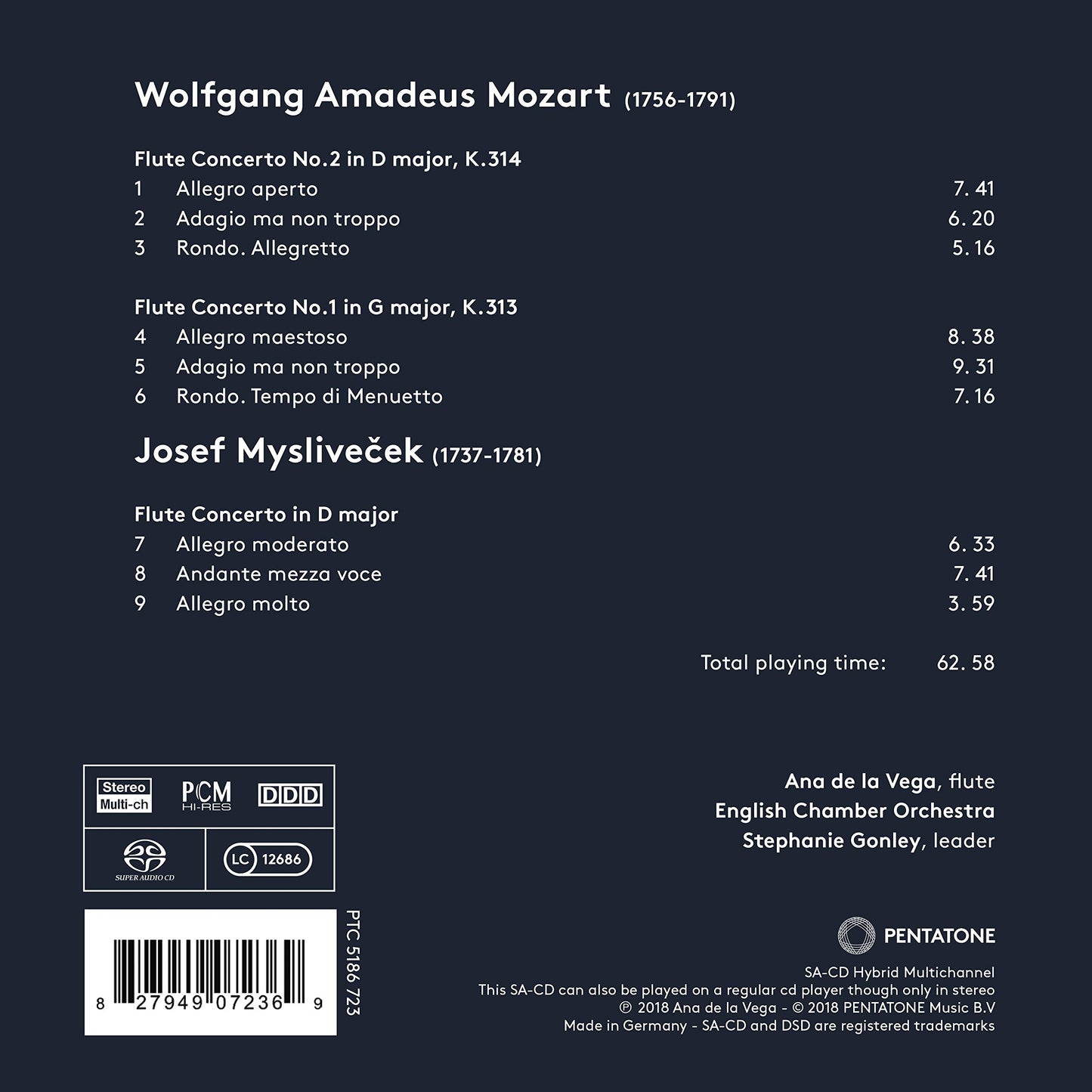 Mozart & Myslivecek: Flute Concertos