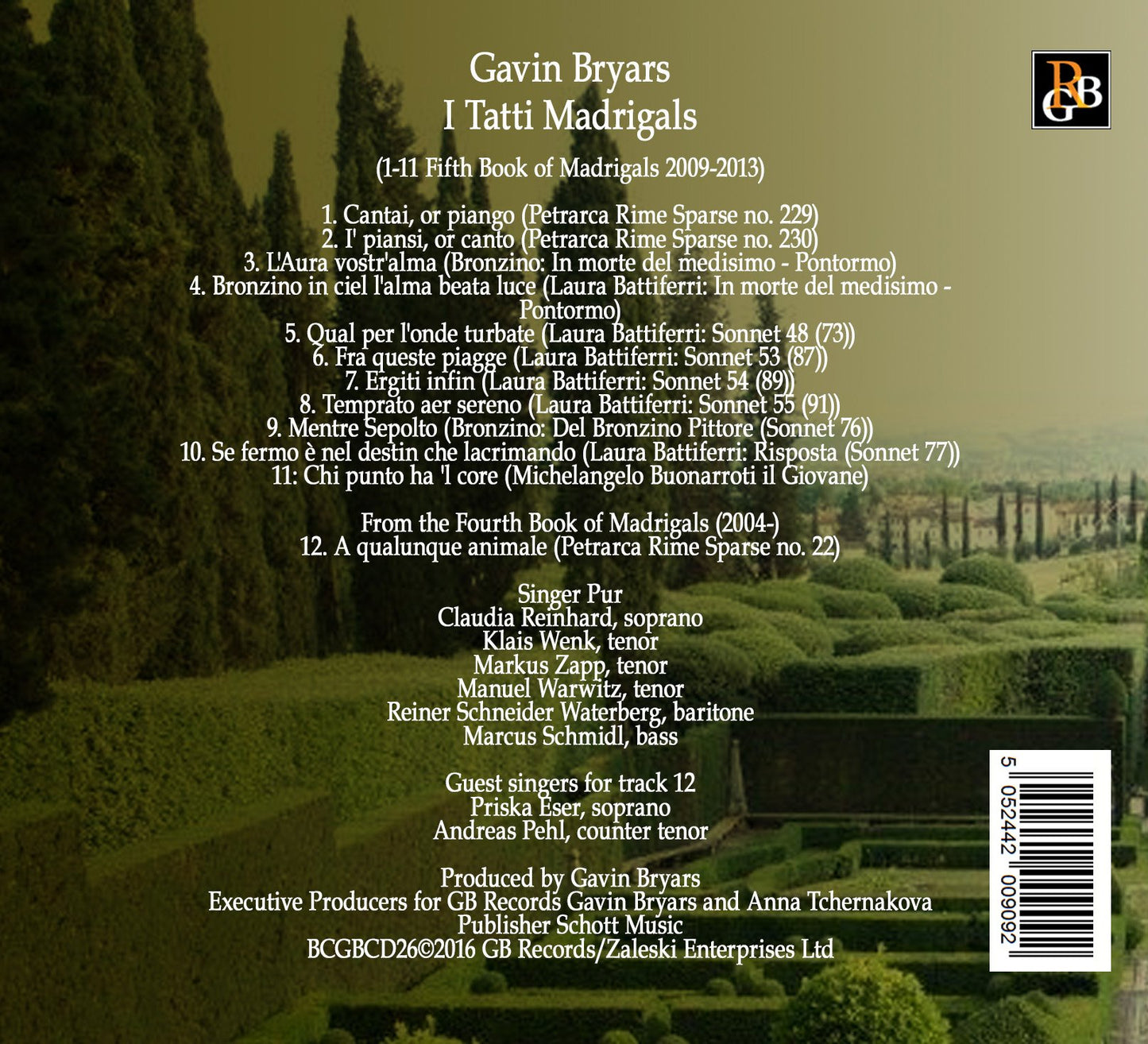 Bryars: I tatti madrigals