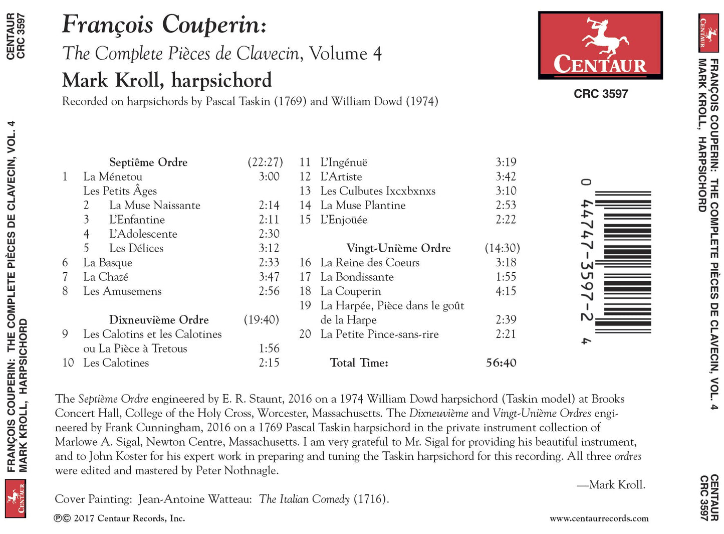 Couperin: The Complete Pièces de Clavecin, Vol. 4