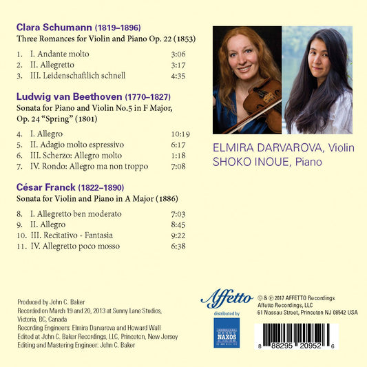C. Schumann, Beethoven & Franck: Works for Violin & Piano