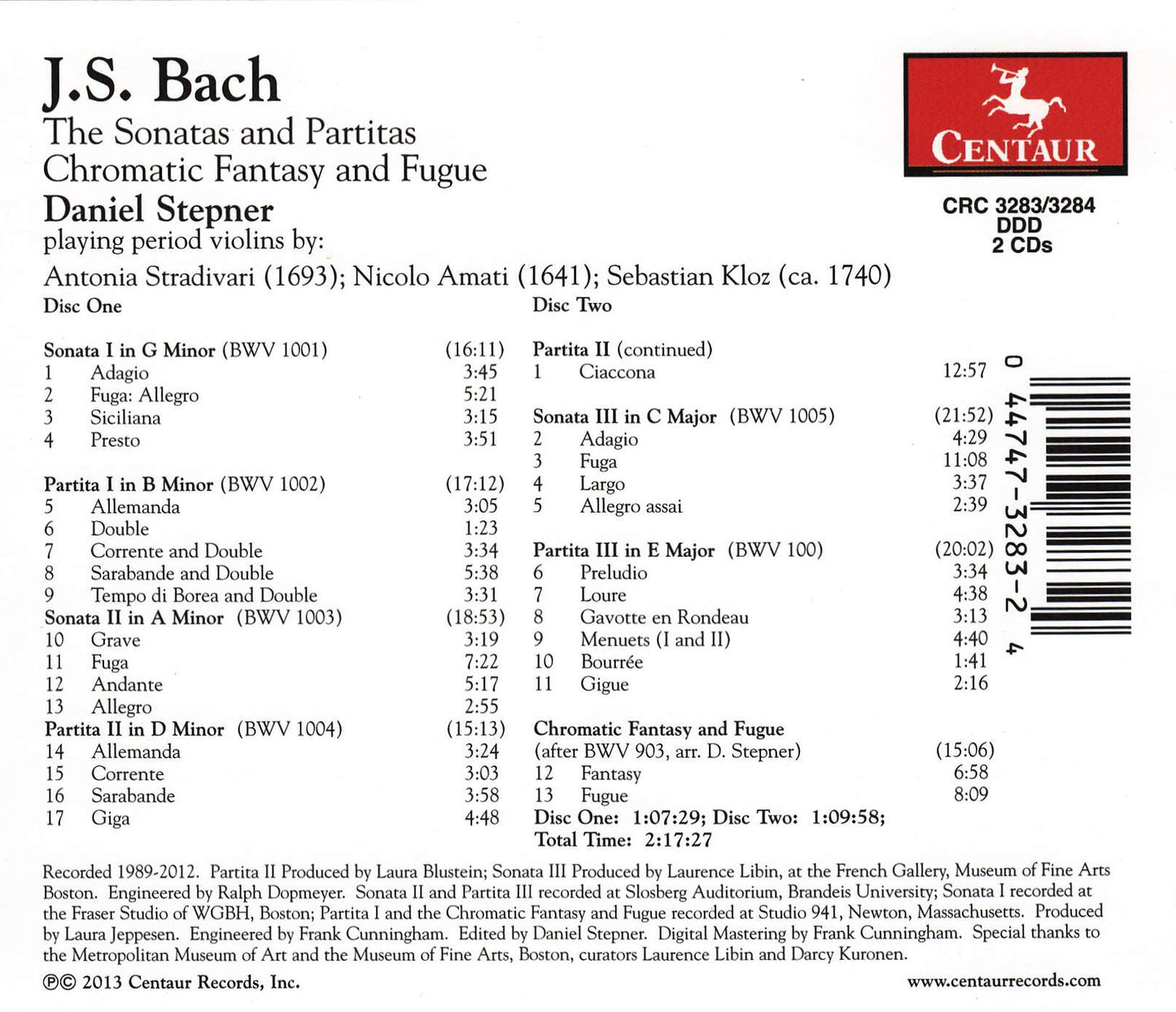J.S. Bach: The Sonatas and Partitas Chromatic Fantasy and Fu
