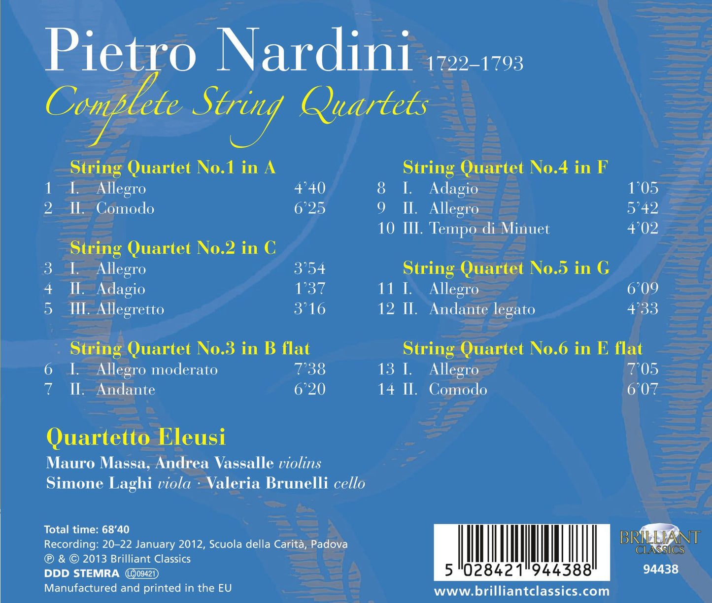 Nardini: Complete String Quartets