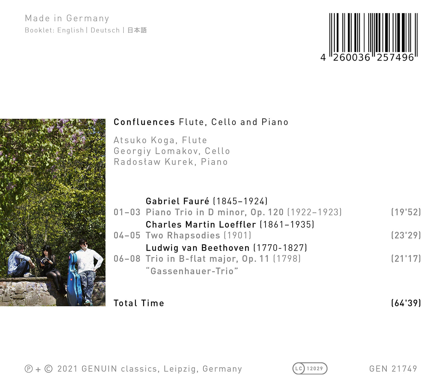 Confluences - Flute, Cello and Piano; Works by Ludwig van Be
