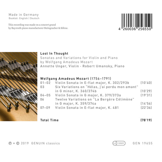 Mozart: Lost In Thought - Sonatas and Variations for Violin