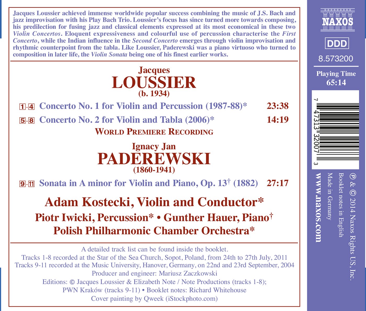 Loussier & Paderewski: Works for Violin