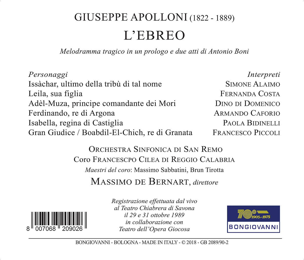 Apolloni: L'ebreo (Live)