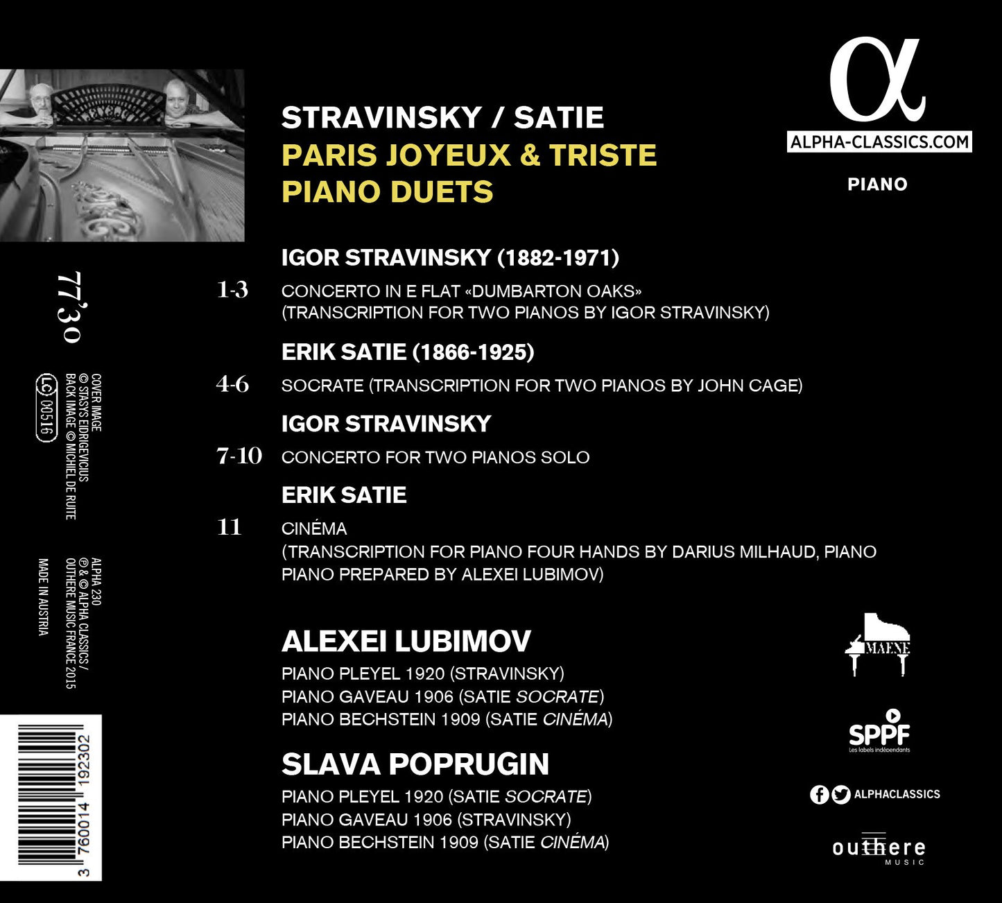 Paris joyeux et triste: Piano Duets