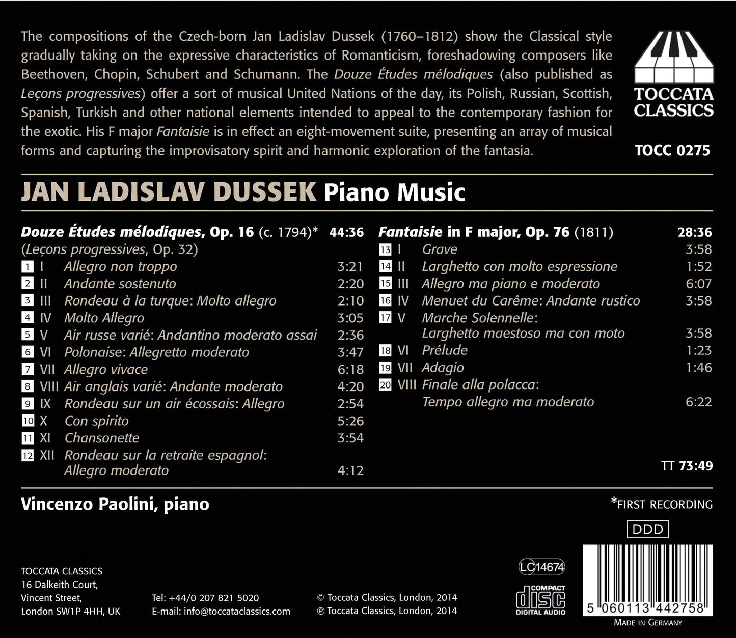 J.L. Dussek: Piano Music