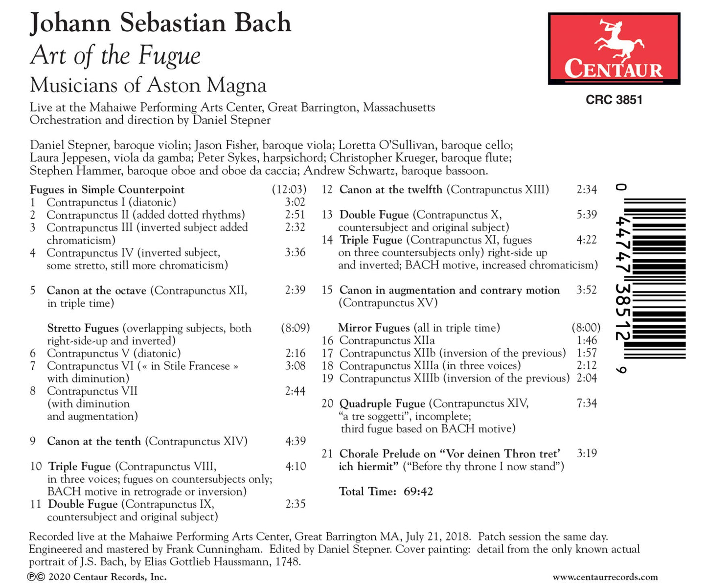 Bach: Art of the Fugue