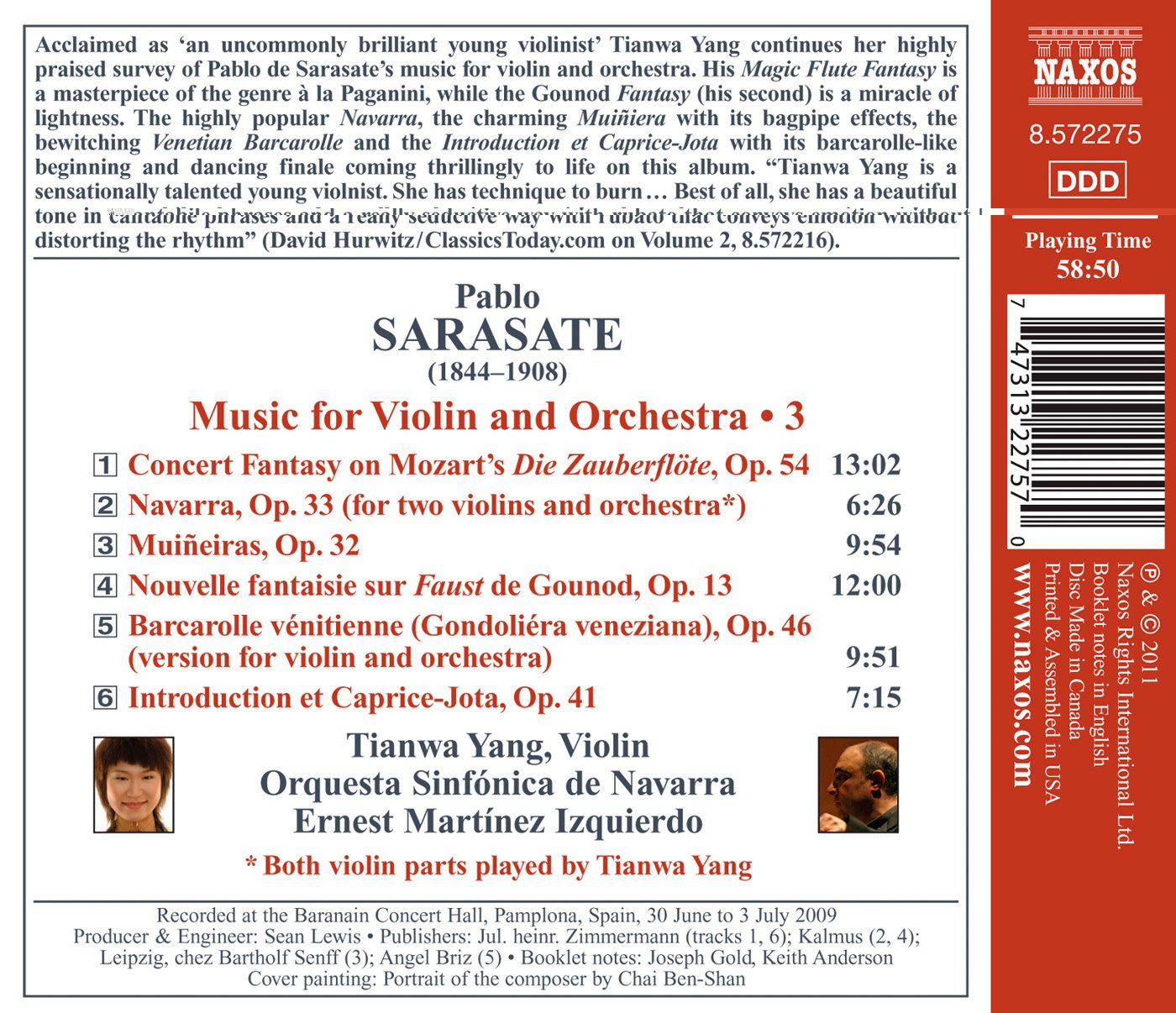 Sarasate: Music for Violin & Orchestra, Vol. 3