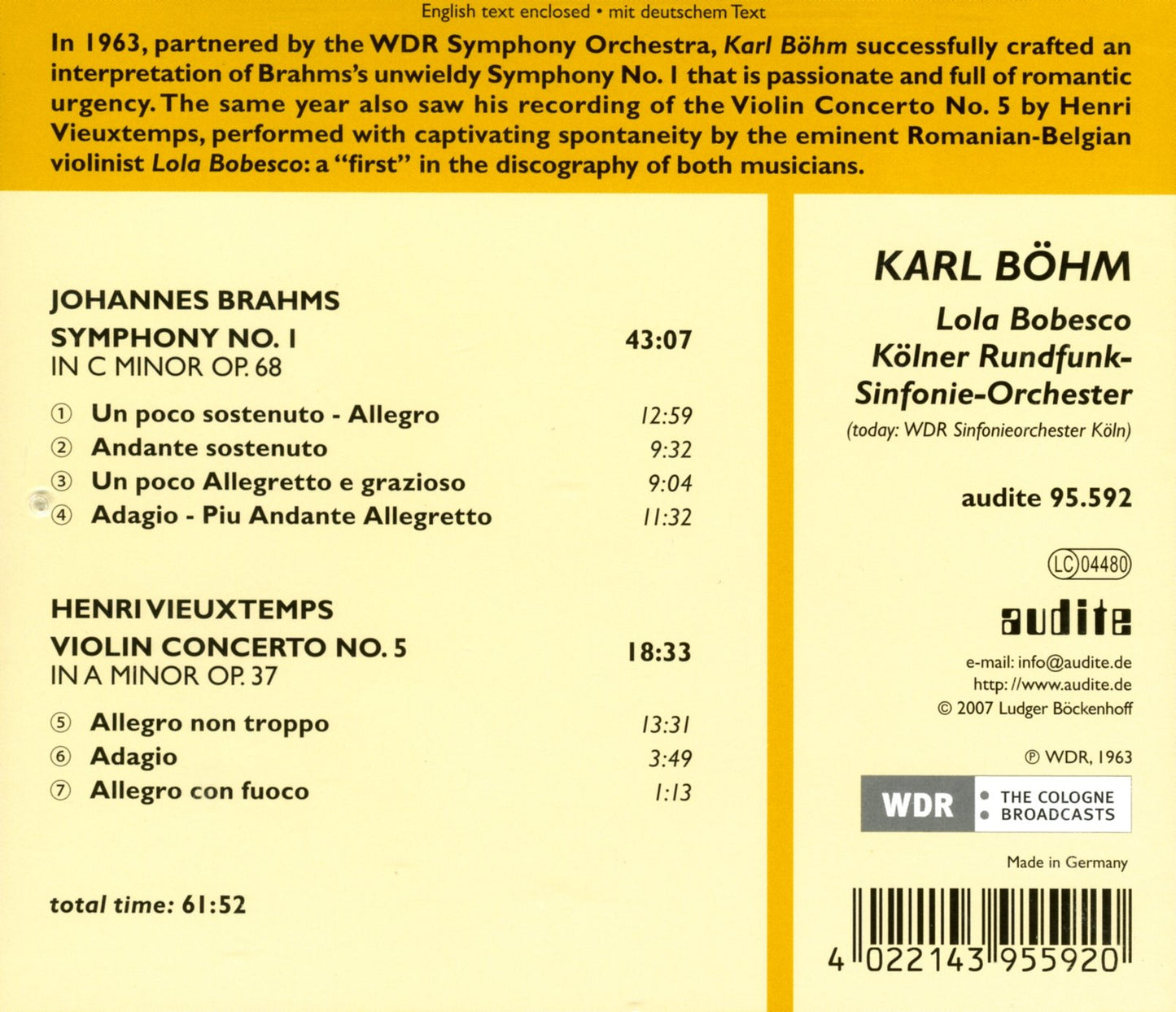 SYMPHONY NO. 1 & H  VIOLIN CON