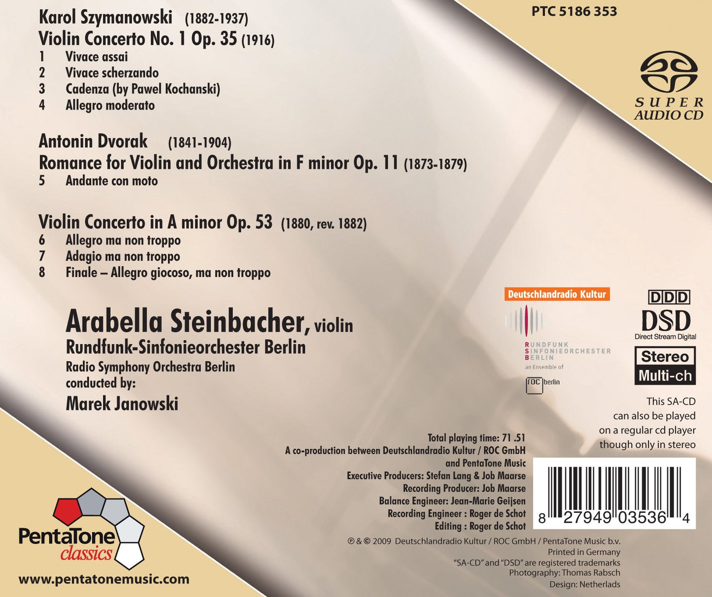 Szymanowski, K.: Violin Concerto No. 1 / Dvorak, A.: Violin