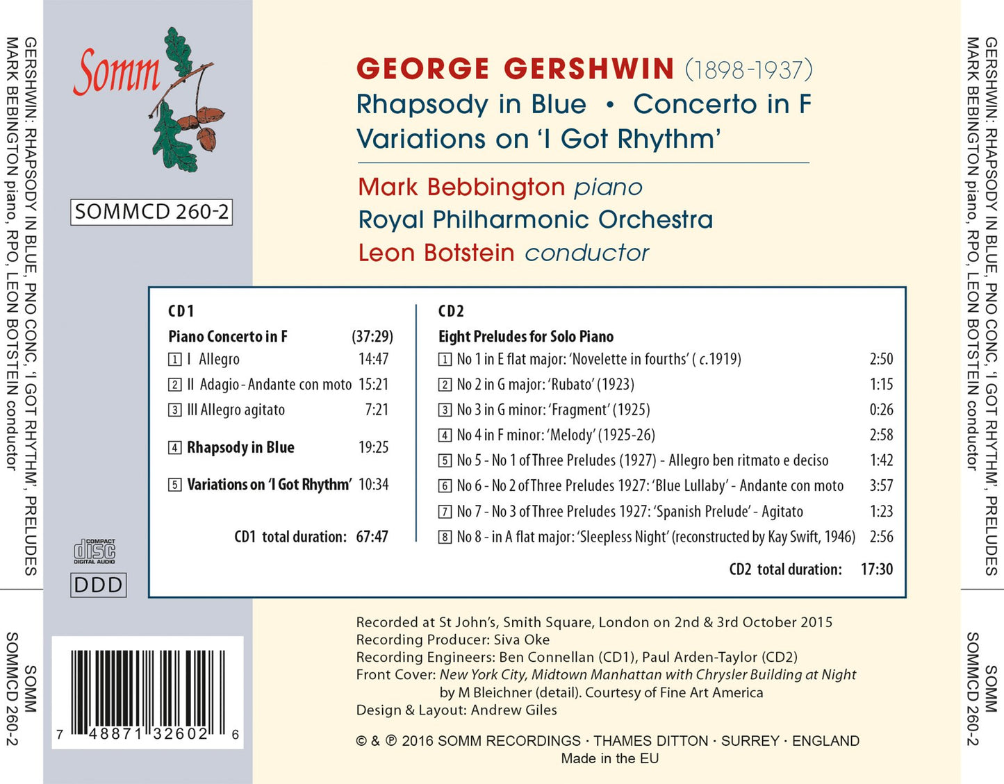 Gershwin: Rhapsody in Blue, Piano Concerto, Variations on "I