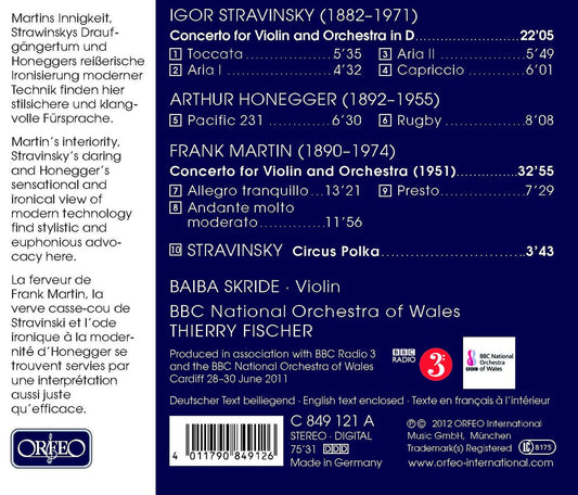 Stravinsky, Martin & Honegger: Violin Concertos & Orchestral