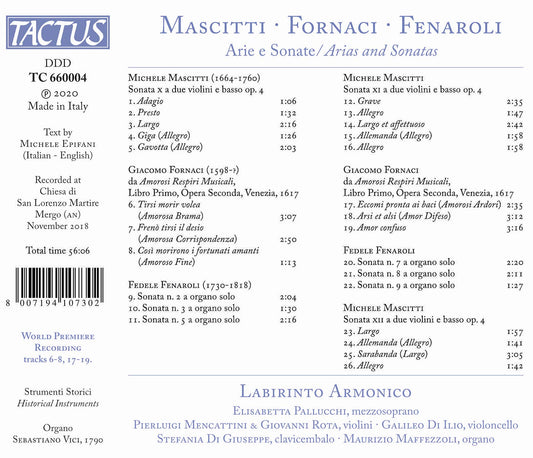 Mascitti - Fornaci - Fenaroli: Arias & Sonatas