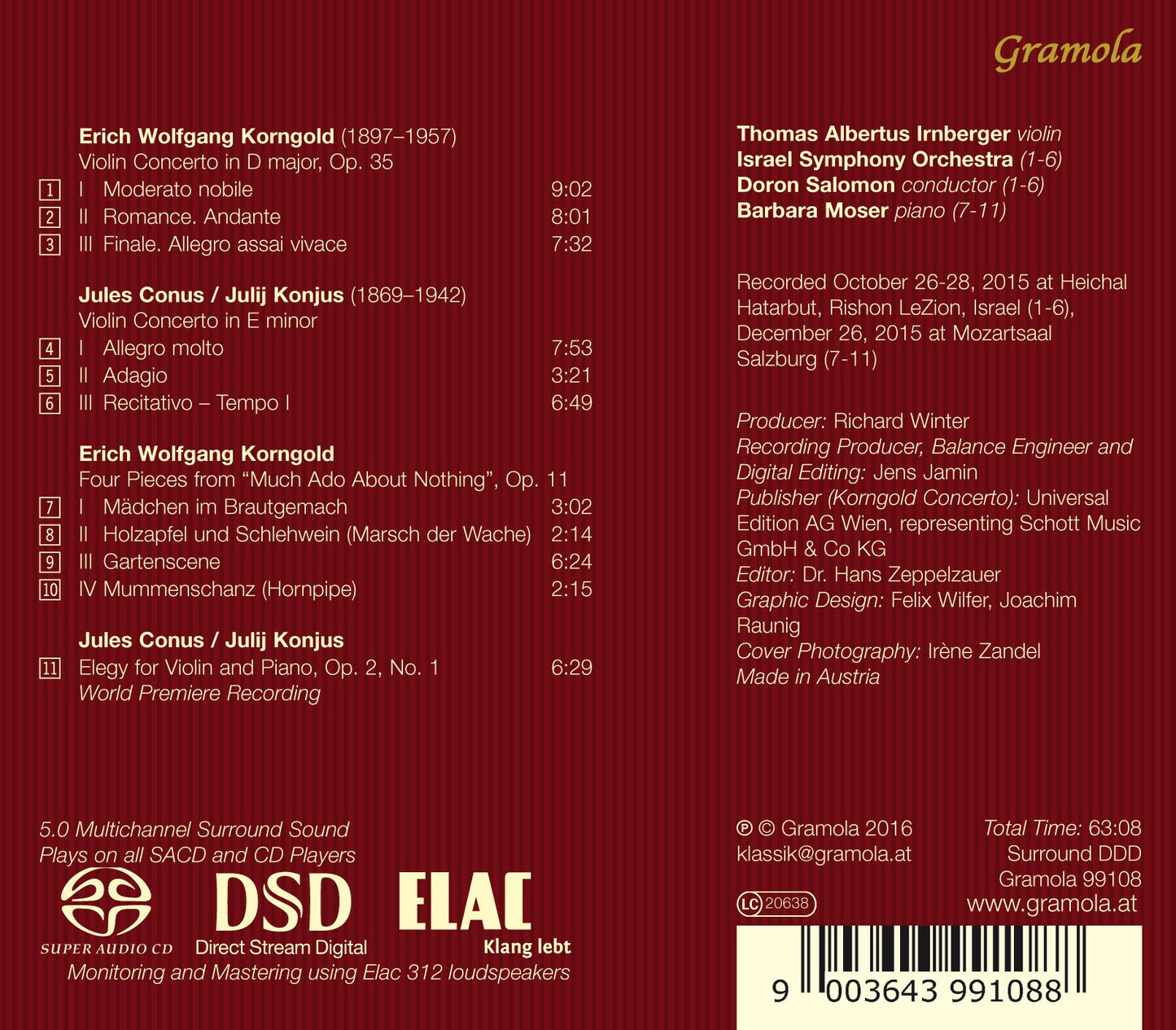 Korngold: Violin Concertos - Conus: Much Ado About Nothing &