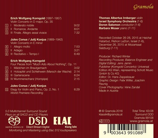 Korngold: Violin Concertos - Conus: Much Ado About Nothing &
