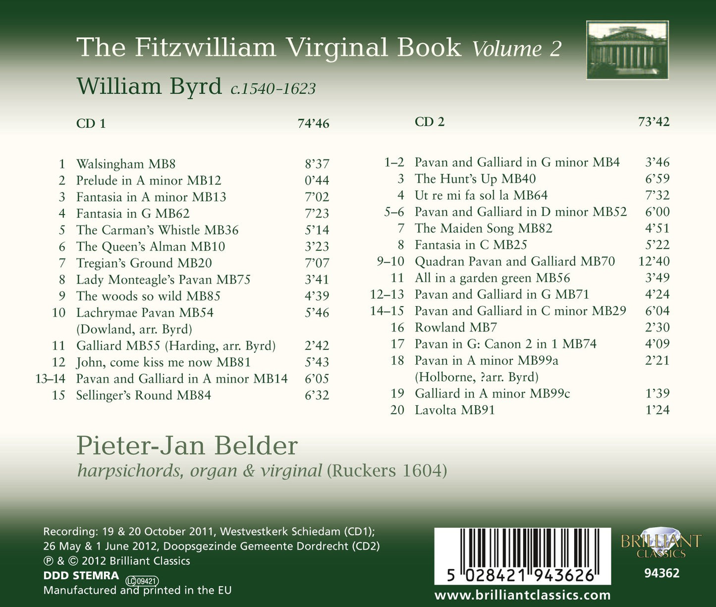 Fitzwilliam Virginal Book, Vol. 2