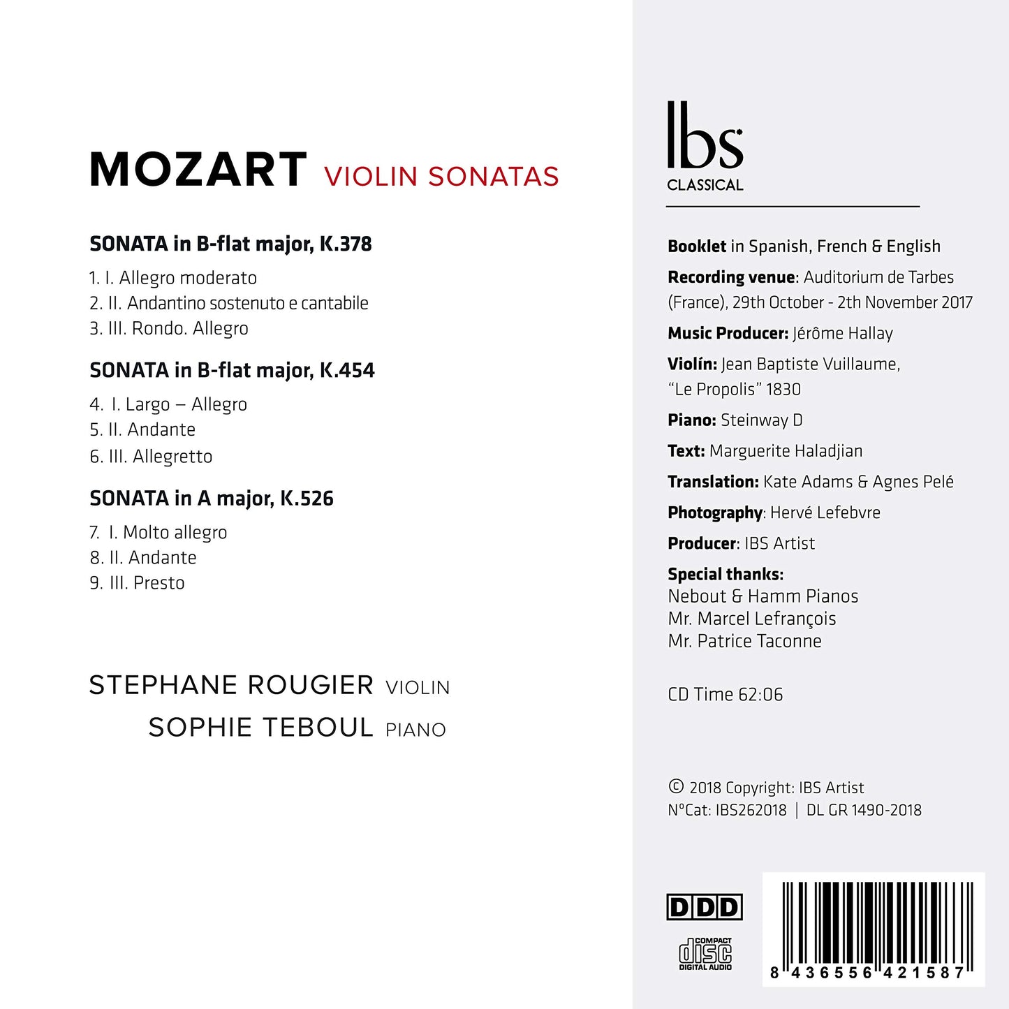 Mozart: Violin Sonatas Nos. 26, 32 & 35