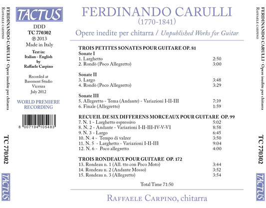 Carulli: Unpublished Works for Guitar