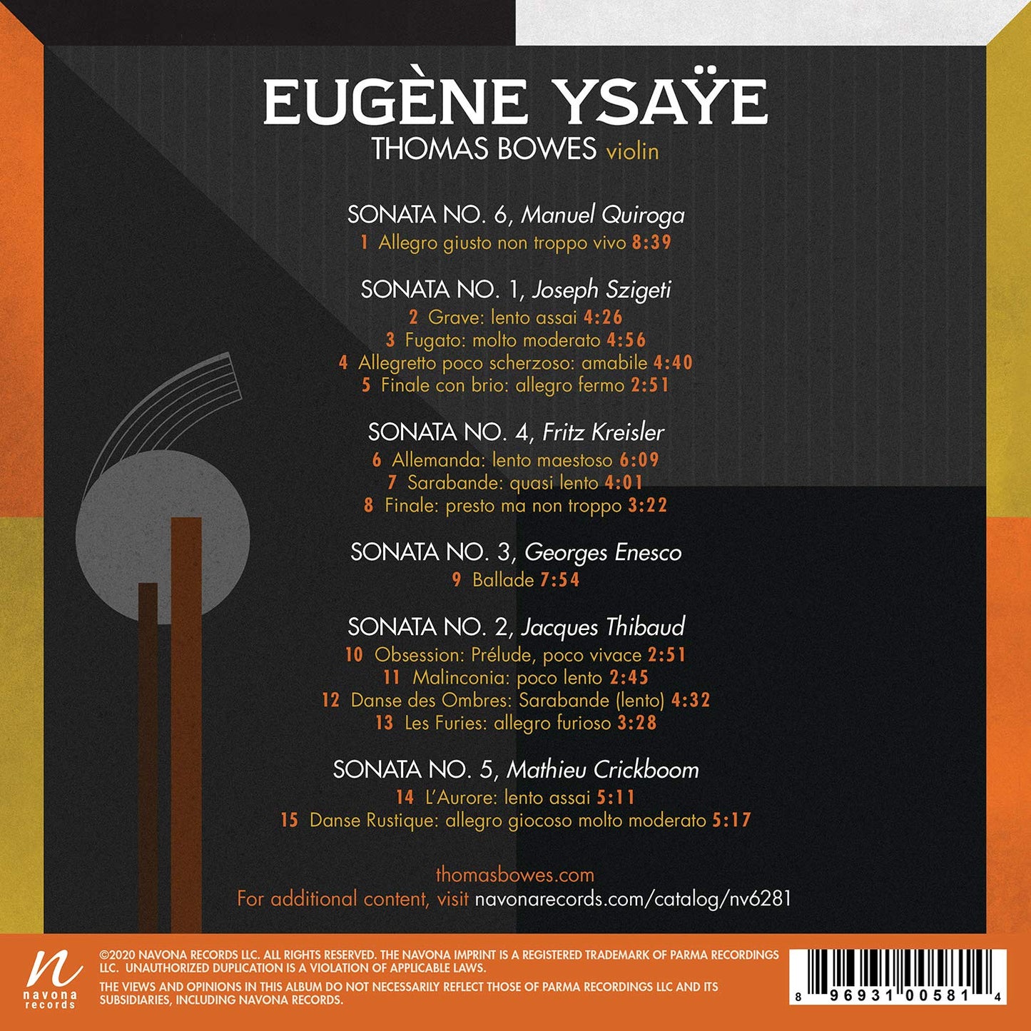 Ysaÿe: 6 Sonatas for Solo Violin, Op. 27