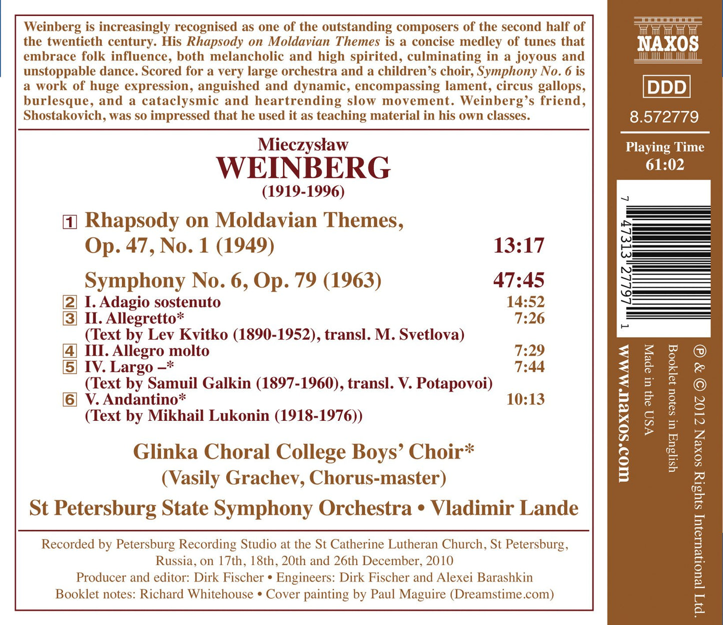 Weinberg: Symphony No. 6 - Rhapsody on Moldavian Themes