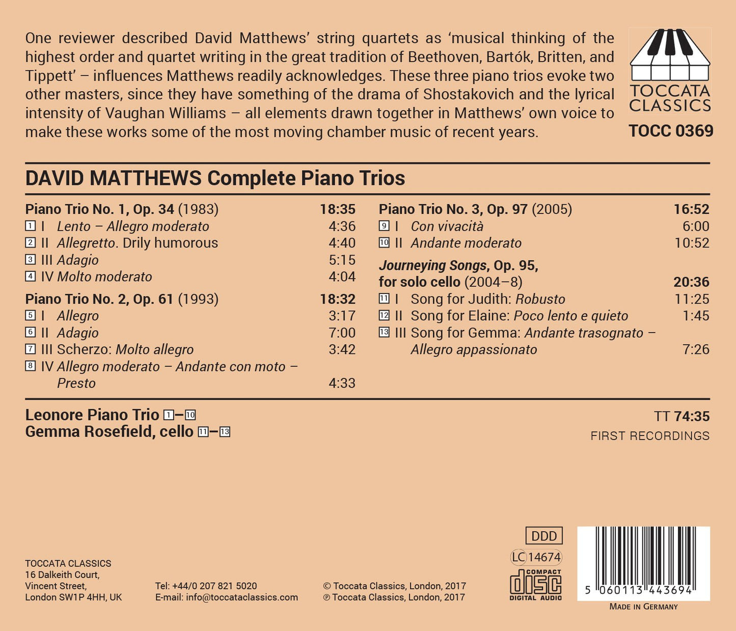 Matthews: Piano Trios & Journeying Songs