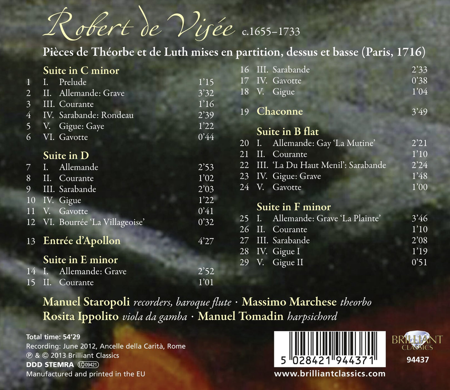 De Visée: La musique de la chambre du Roy, Vol. 2
