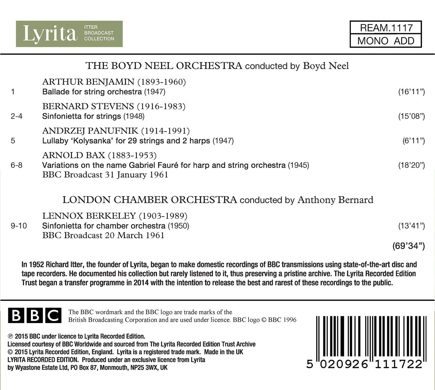 Benjamin, Stevens, Panufnik, Bax & Berkeley: Works for Strin