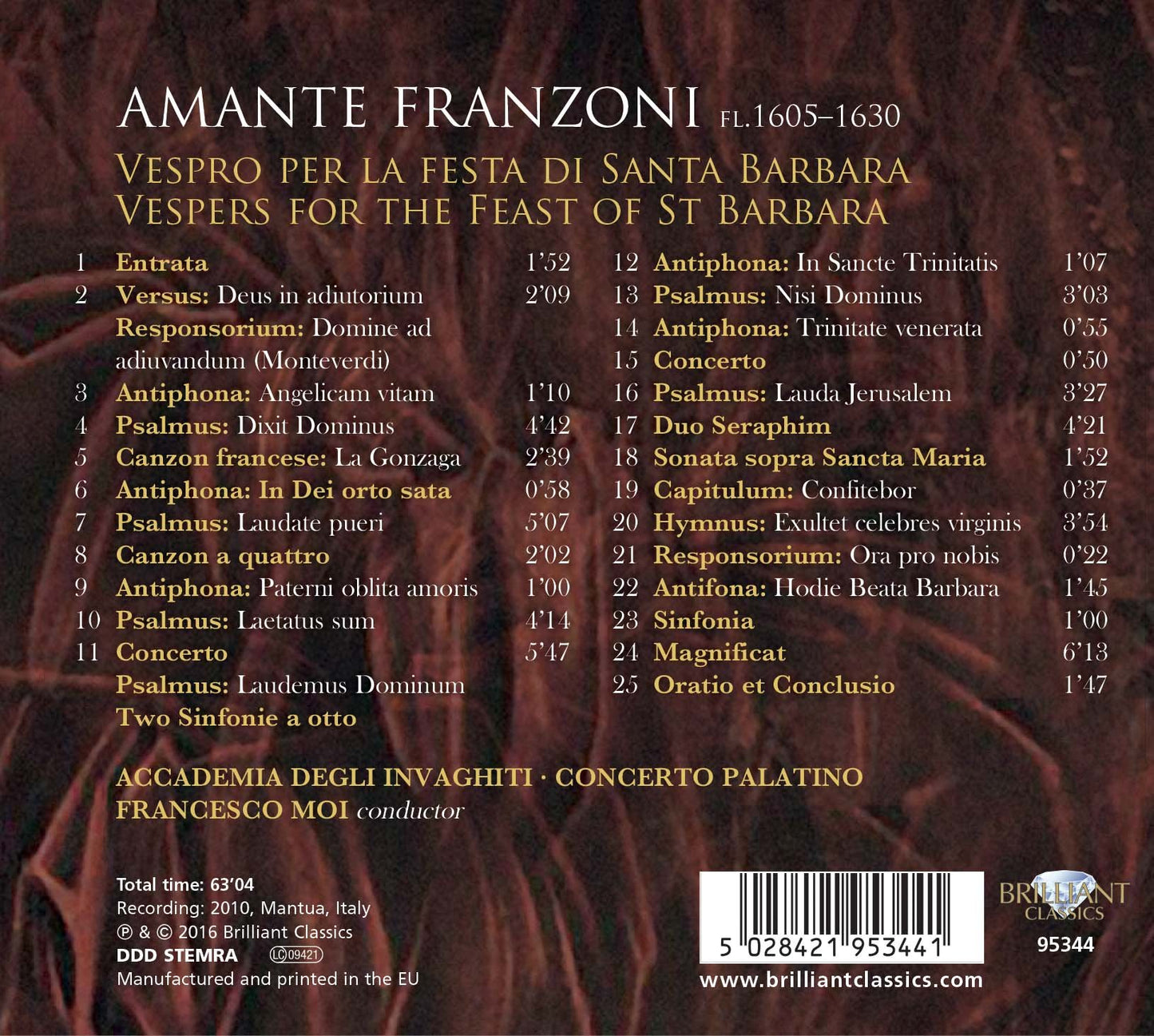 Franzoni: Vespro per la festa di Santa Barbara