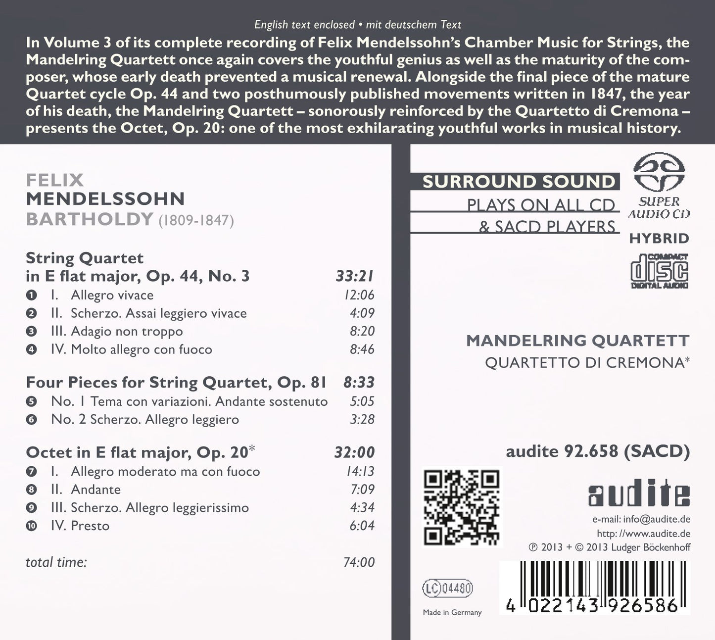 Mendelssohn: Complete Chamber Music for Strings, Vol. 3