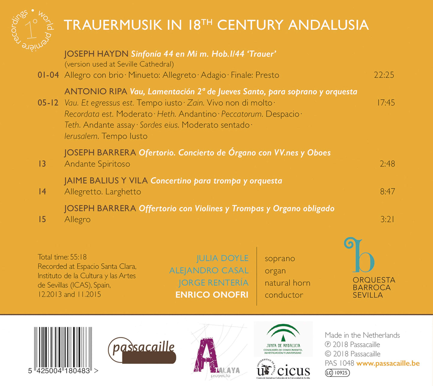 FUNERAL MUSIC 18TH C ANDALUSIA