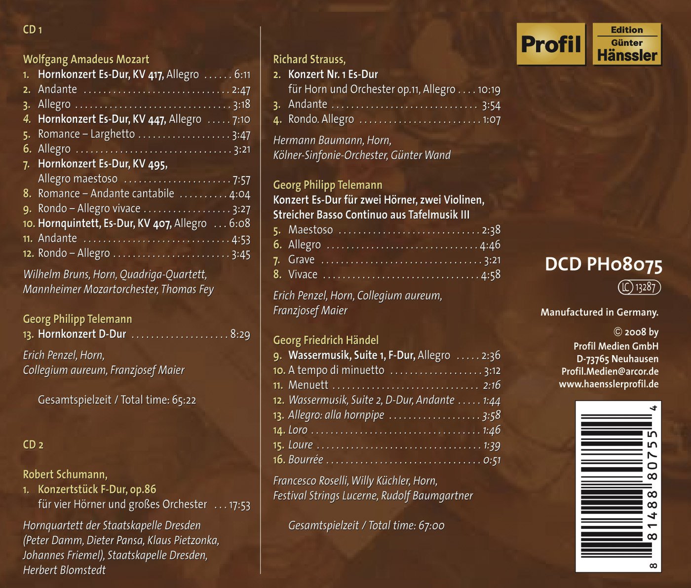 Horn Concertos - Mozart, W.A. / Telemann, G.P. / Strauss, R.