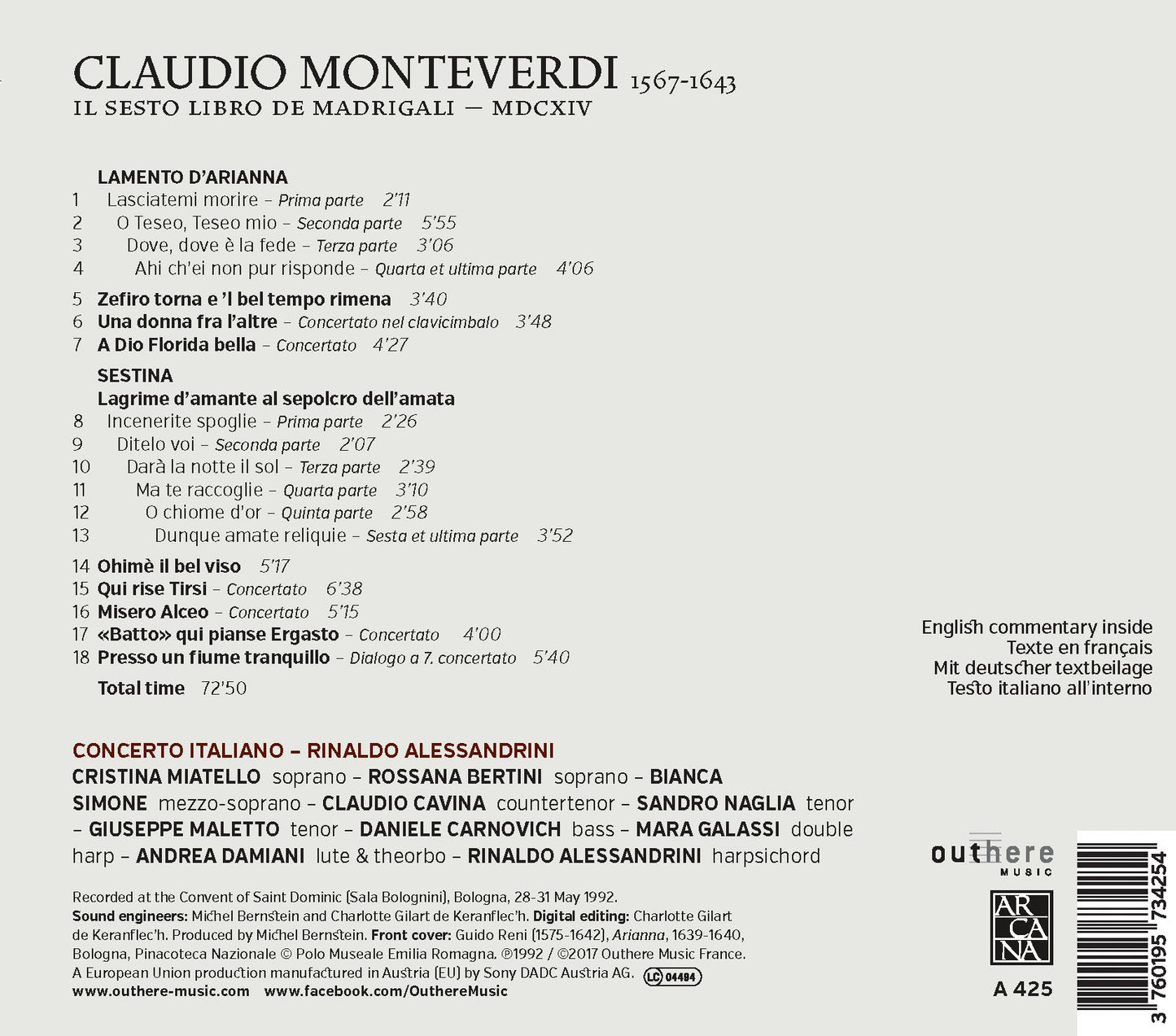 Monteverdi: Il sesto libro de madrigali