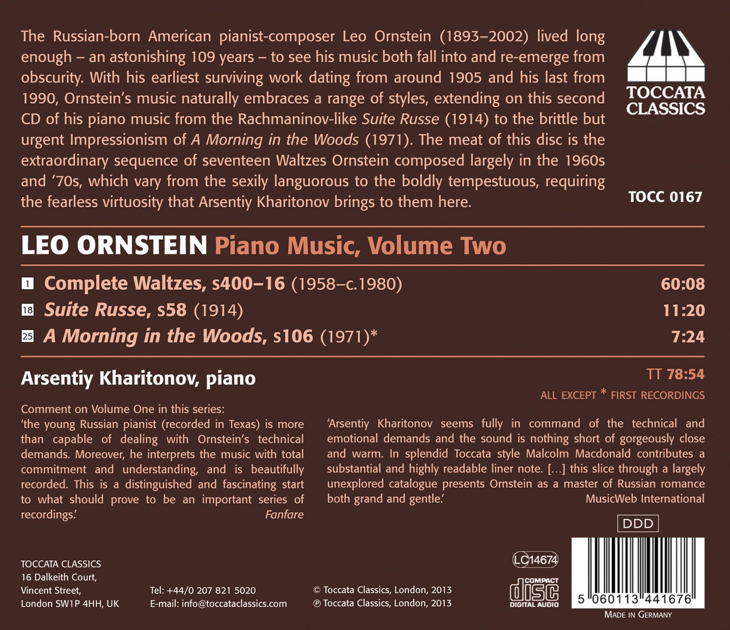 Ornstein: Piano Music, Vol. 2
