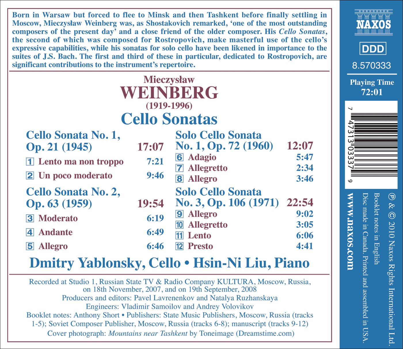 Weinberg: Cello Sonatas
