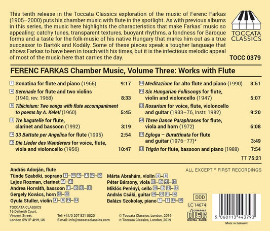 Farkas: Chamber Music, Vol. 3 – Works with Flute