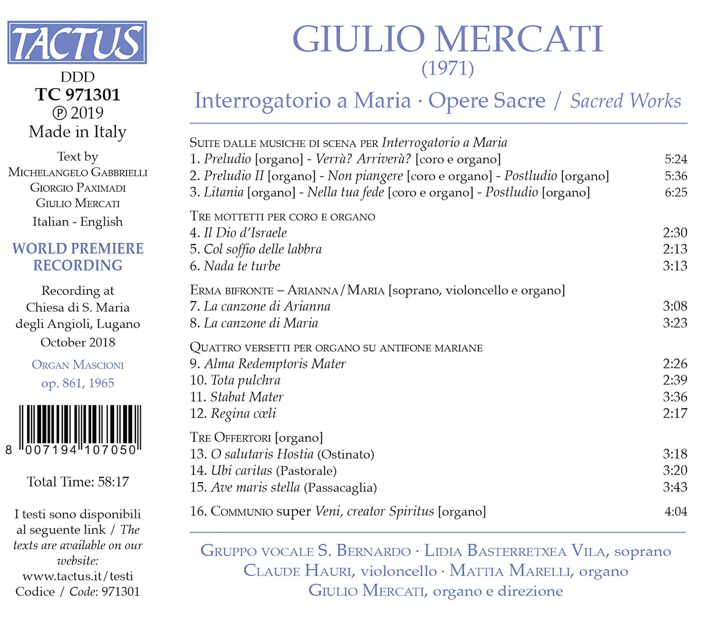 Mercati: Interrogatorio a Maria - Opere Sacre