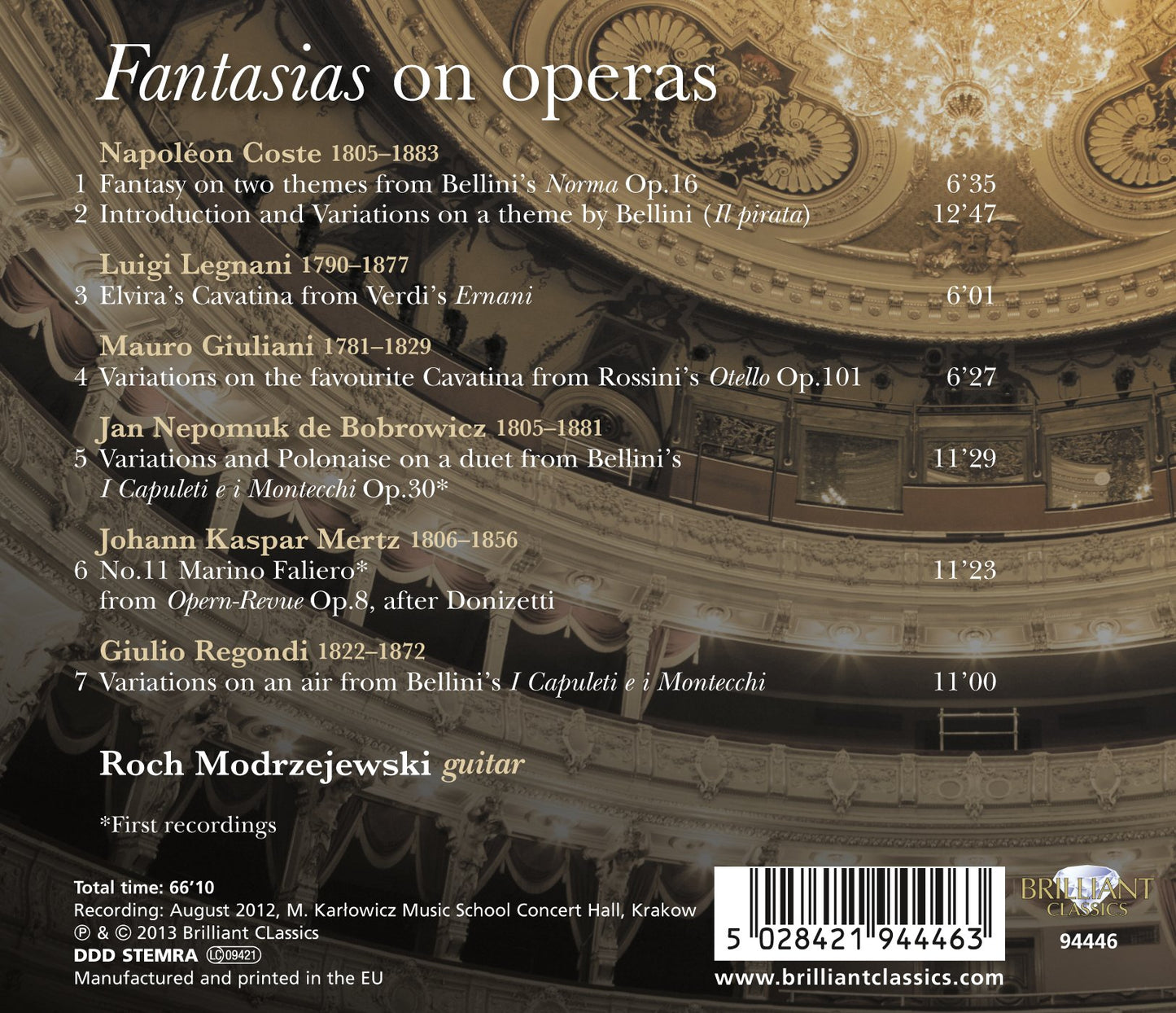 Fantasias On Operas By Bellini, Rossini, Donizetti, Verdi