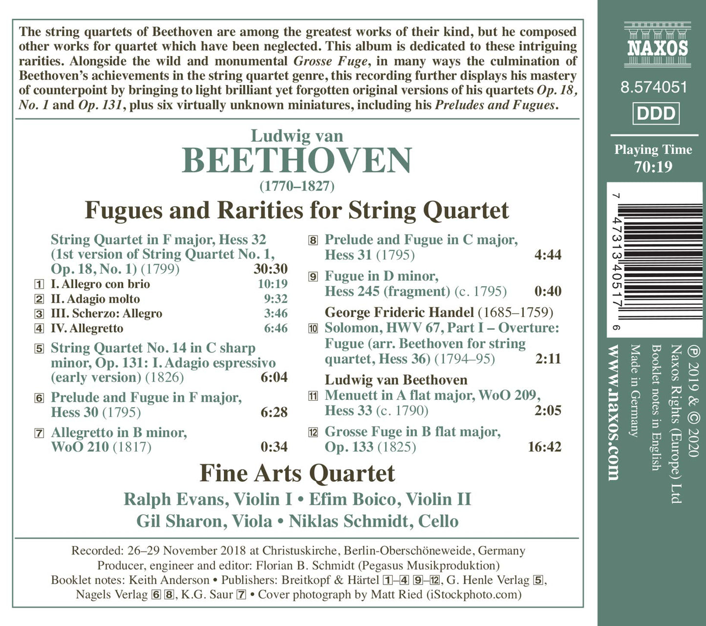 Beethoven: Fugues and Rarities for String Quartet