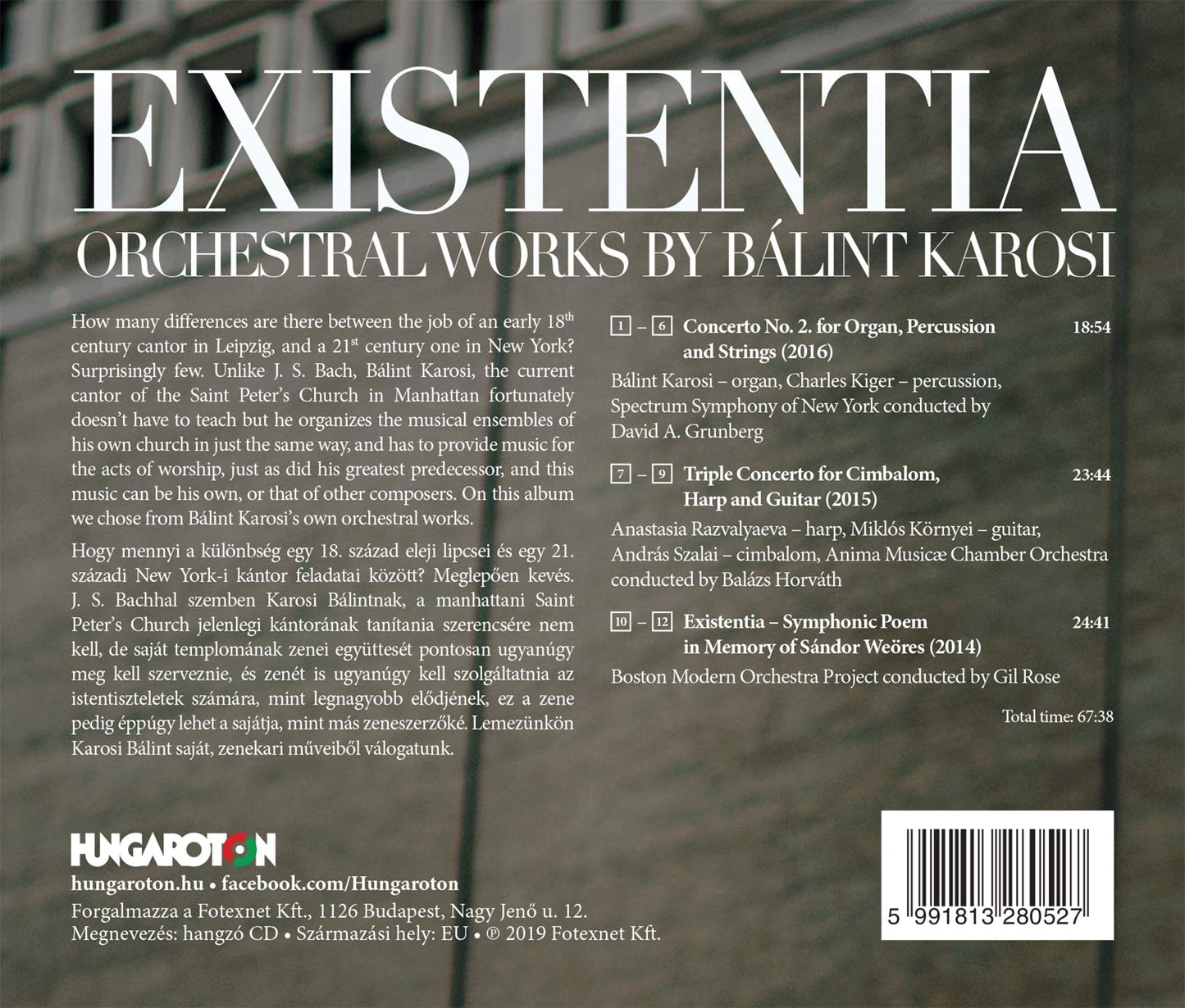 Existentia - Orchestral Works by Bálint Karosi