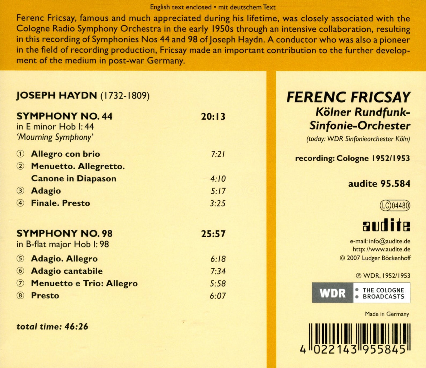 SYMPHONY NO. 44 & NO. 98