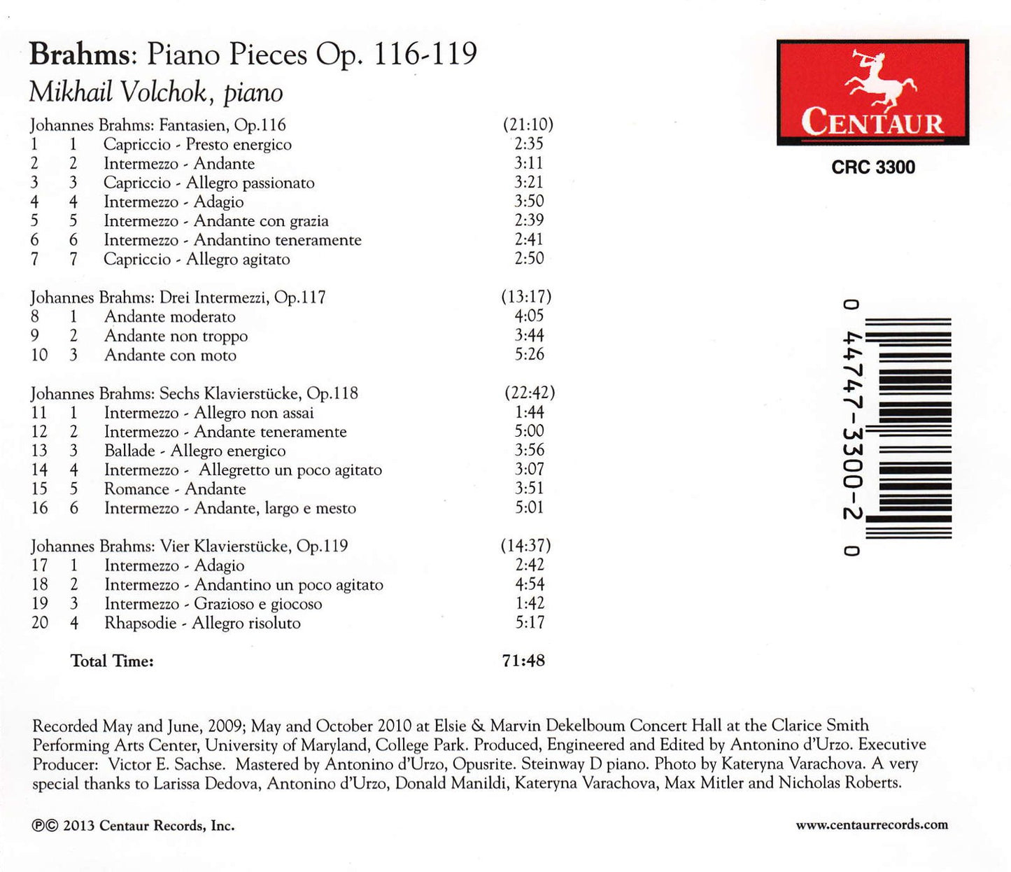 Brahms: Piano Pieces, Op. 116-119