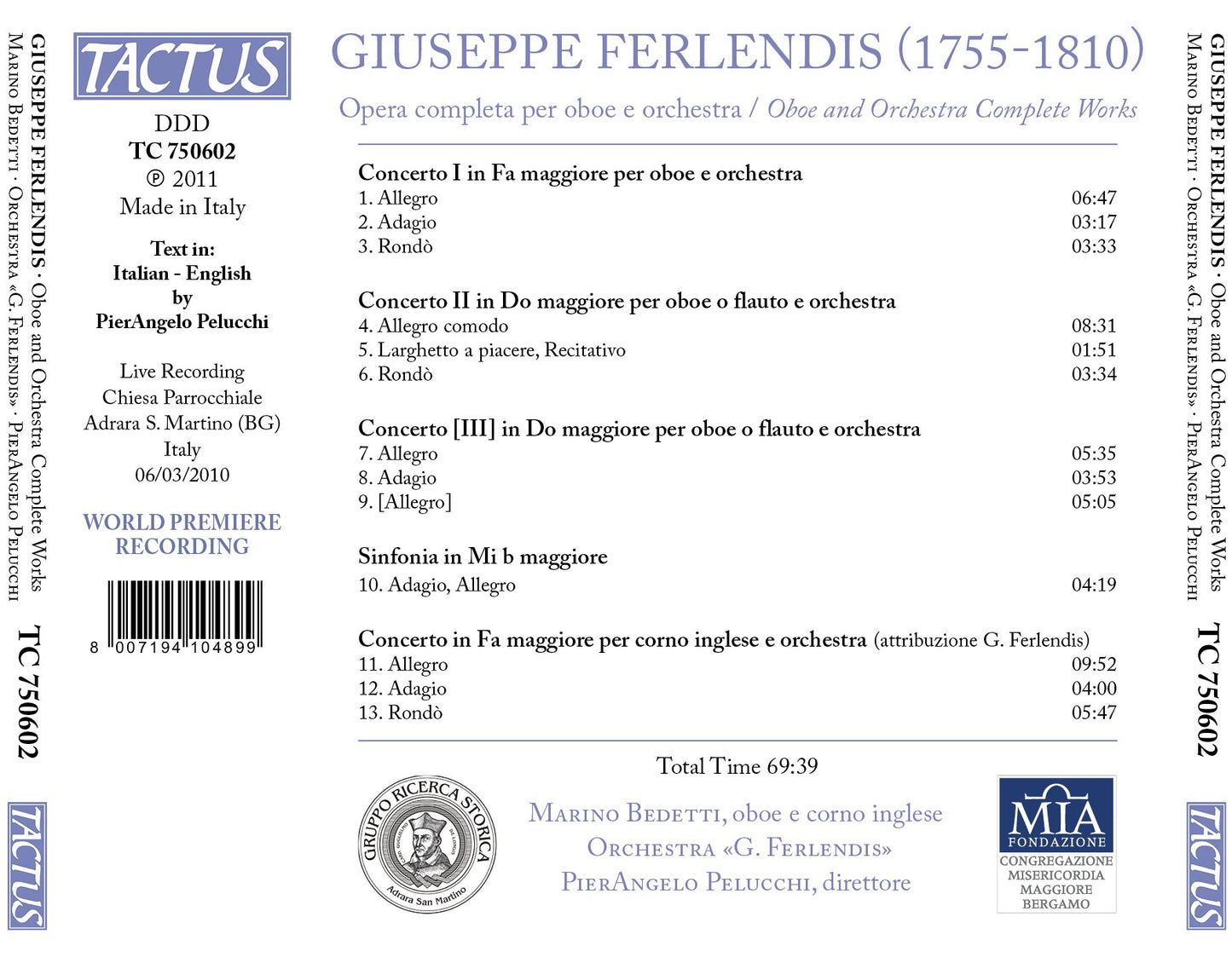 Ferlendis: Complete Orchestral Works