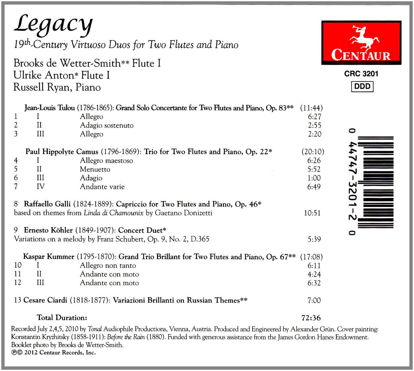 Legacy - 19th Century Virtuoso Duos for Two Flutes and Piano