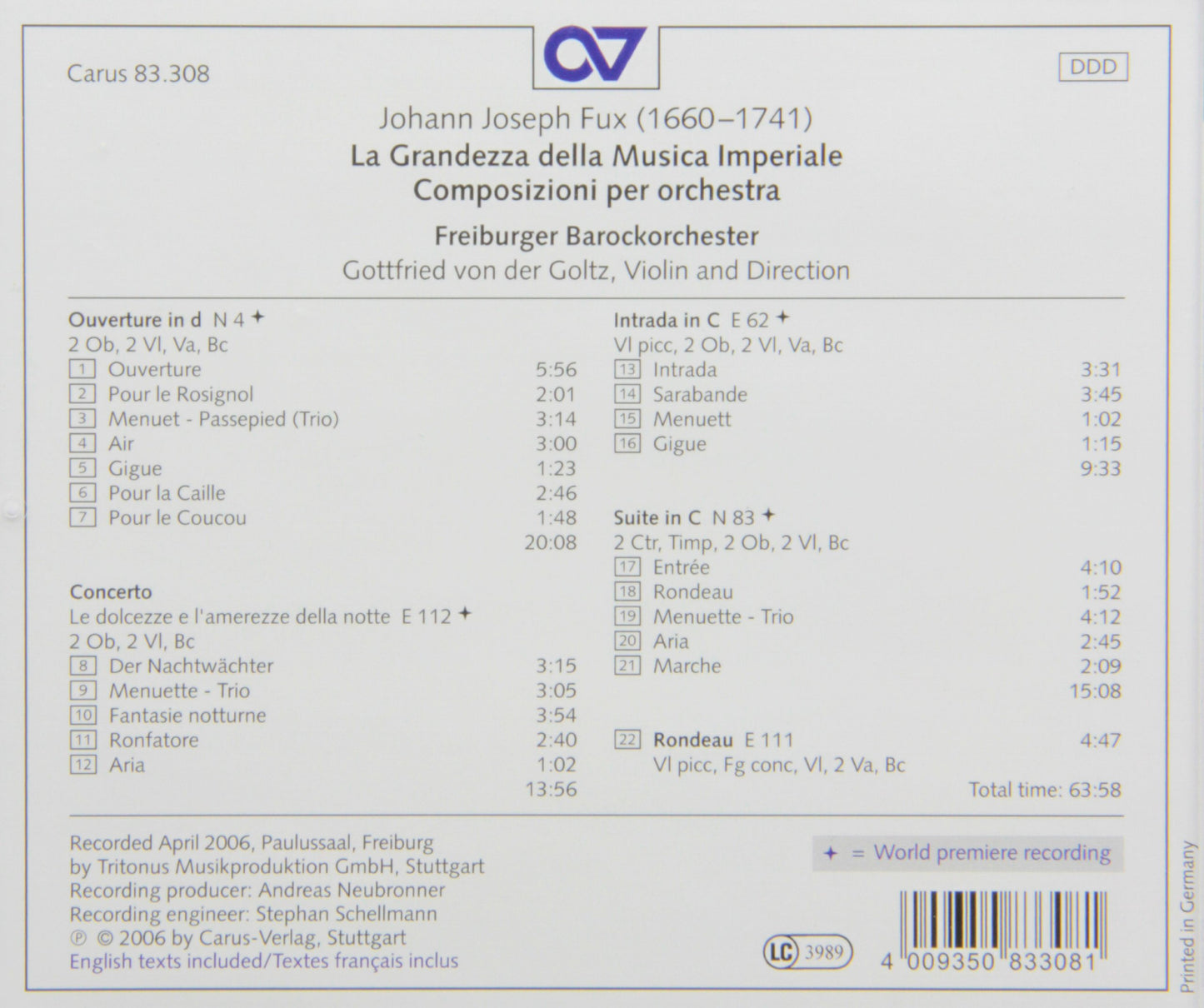FUX: COMPOSITIONS FOR ORCHESTR